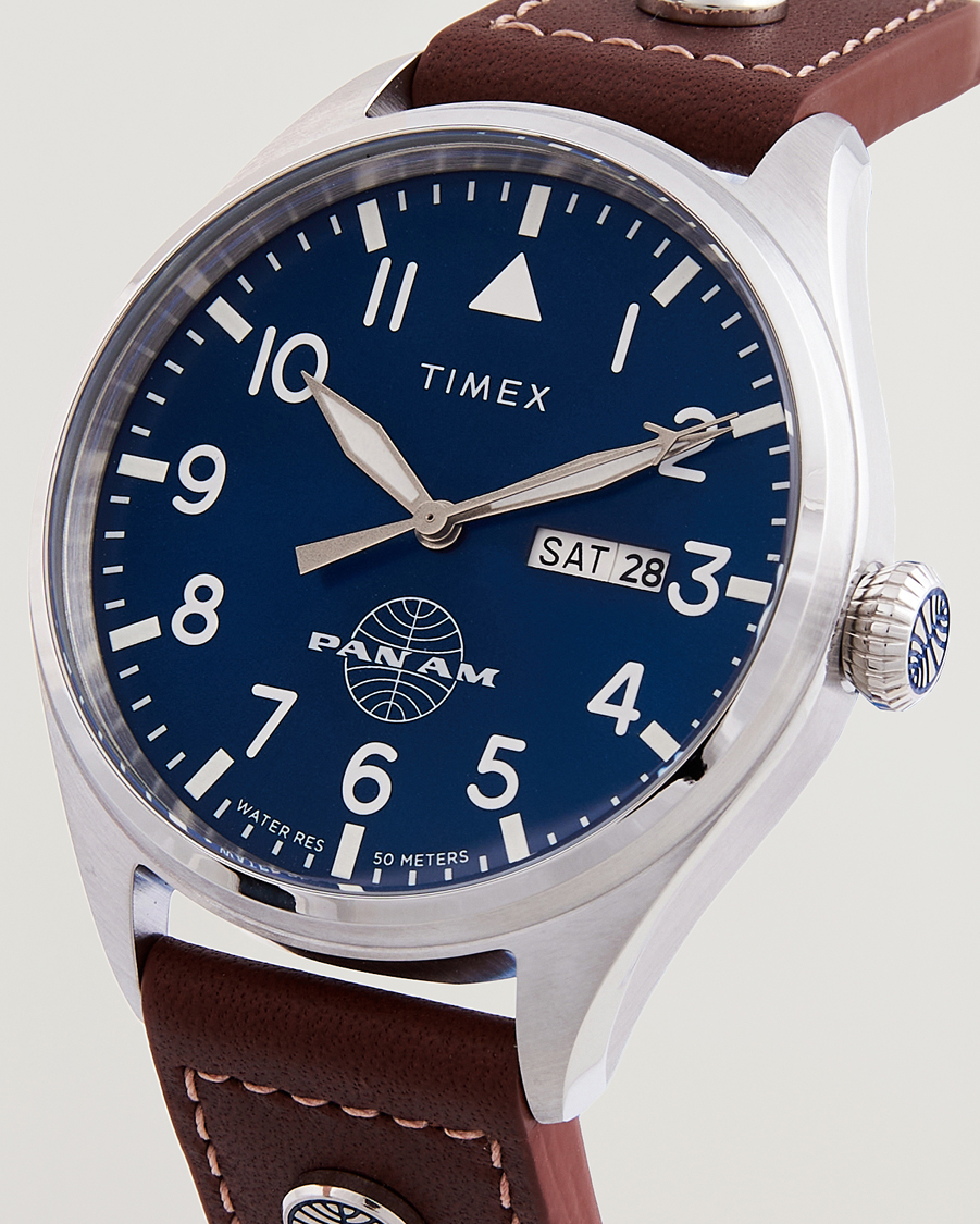 Herre | Skinnrem | Timex | Pan Am Waterbury Chronograph 42mm Blue Dial