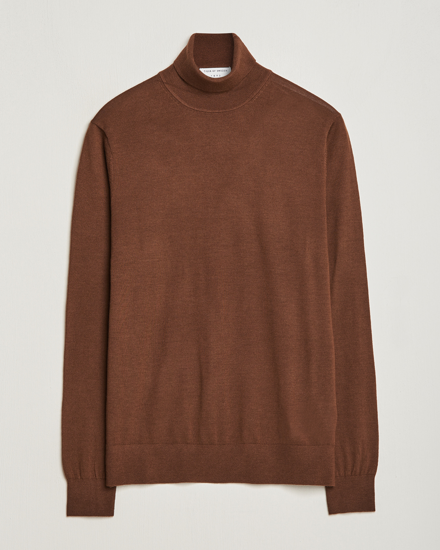 Herre | Gensere | Tiger of Sweden | Nevile Extra Fine Merino Polo Golden Copper