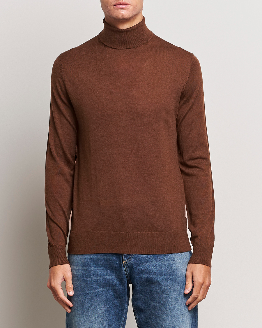 Herre | Gensere | Tiger of Sweden | Nevile Extra Fine Merino Polo Golden Copper