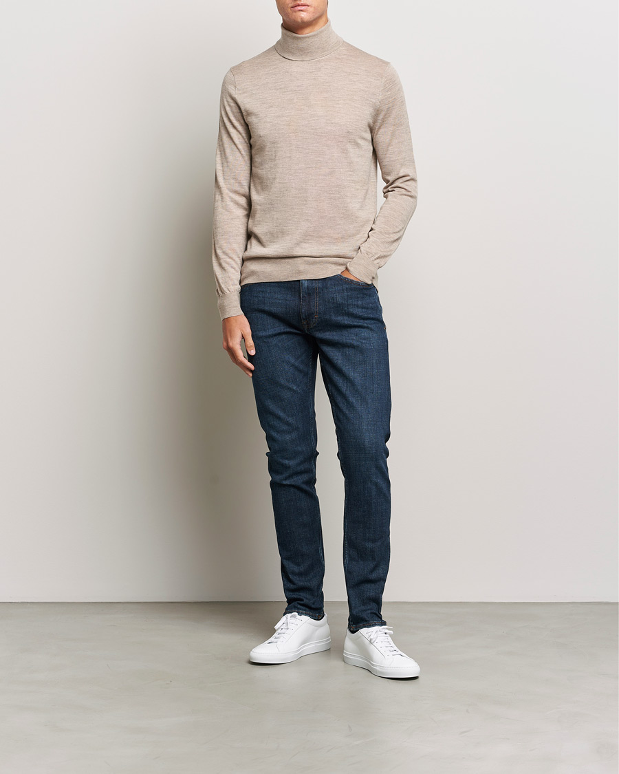 Herre | Gensere | Tiger of Sweden | Nevile Extra Fine Merino Polo Beige Melange