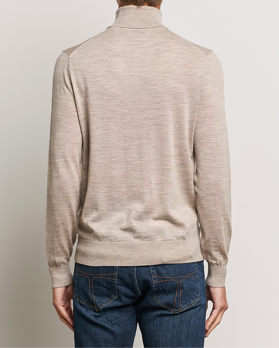 Herre | Gensere | Tiger of Sweden | Nevile Extra Fine Merino Polo Beige Melange