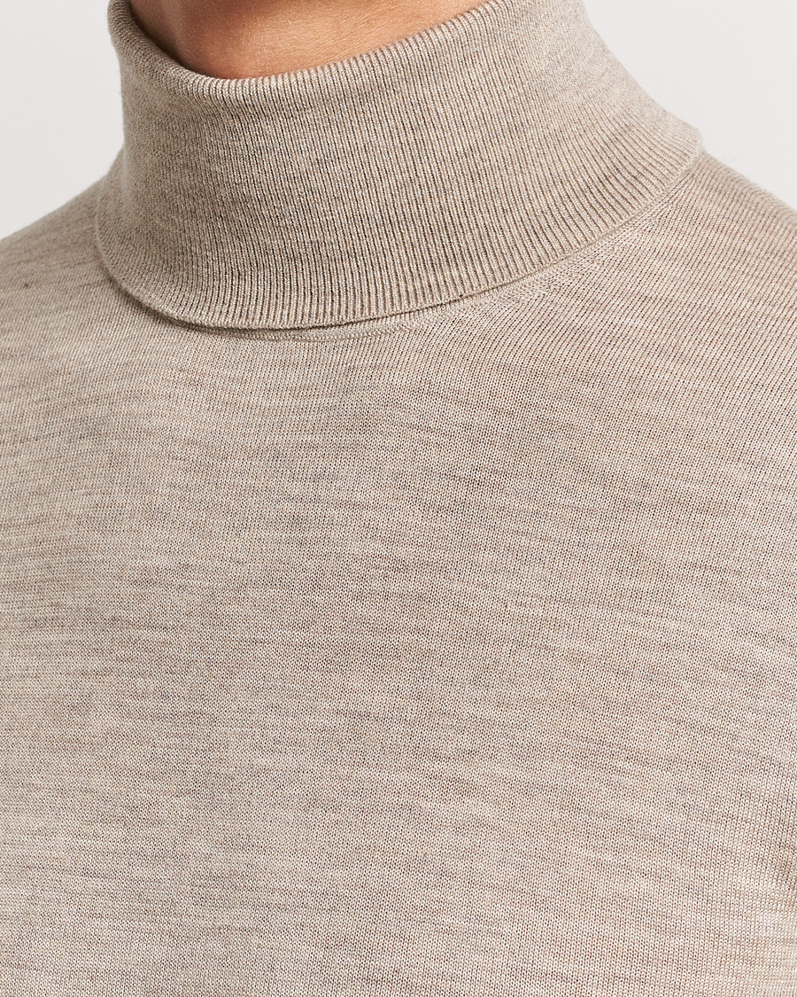Herre | Gensere | Tiger of Sweden | Nevile Extra Fine Merino Polo Beige Melange