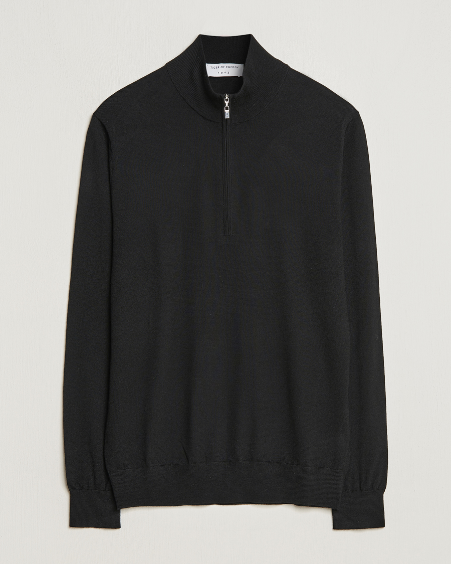 Herre | Gensere | Tiger of Sweden | Errol Merino Half Zip Black