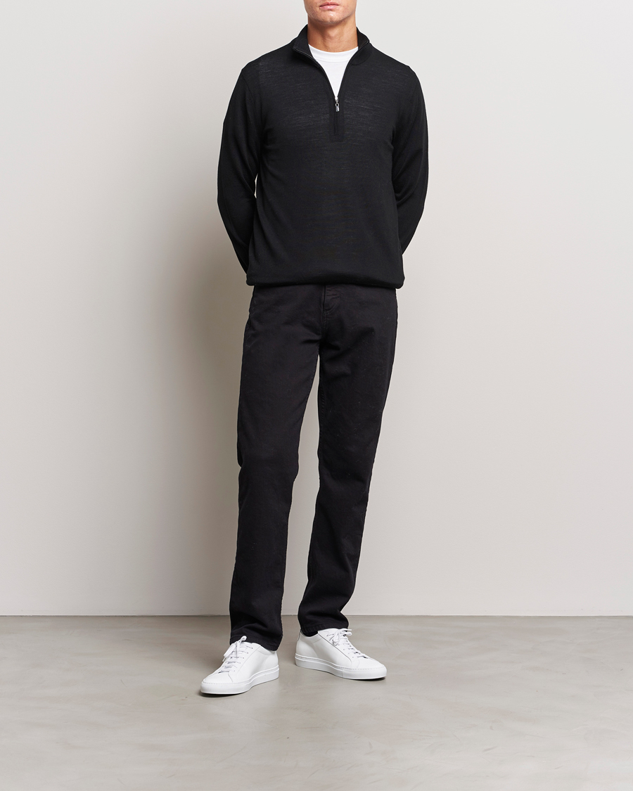 Herre | Gensere | Tiger of Sweden | Errol Merino Half Zip Black