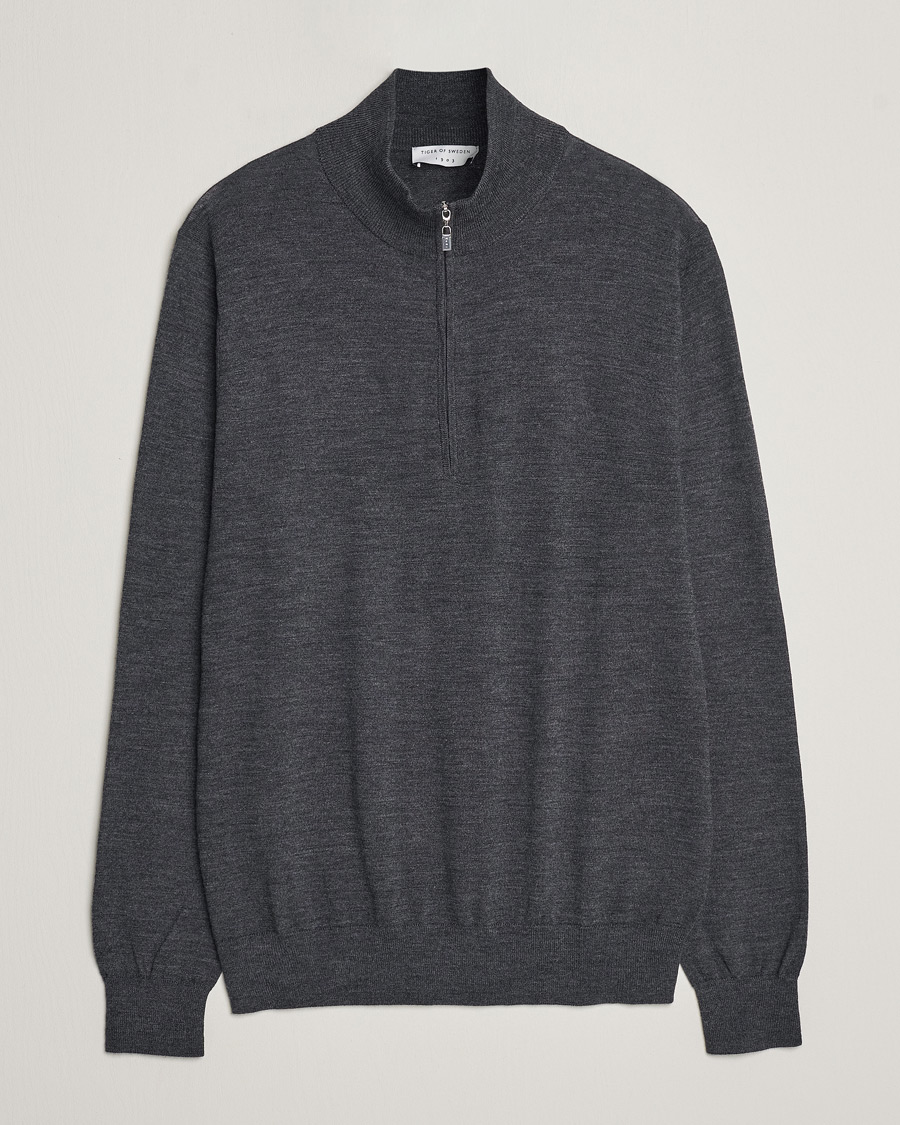Herre | Gensere | Tiger of Sweden | Errol Merino Half Zip Grey