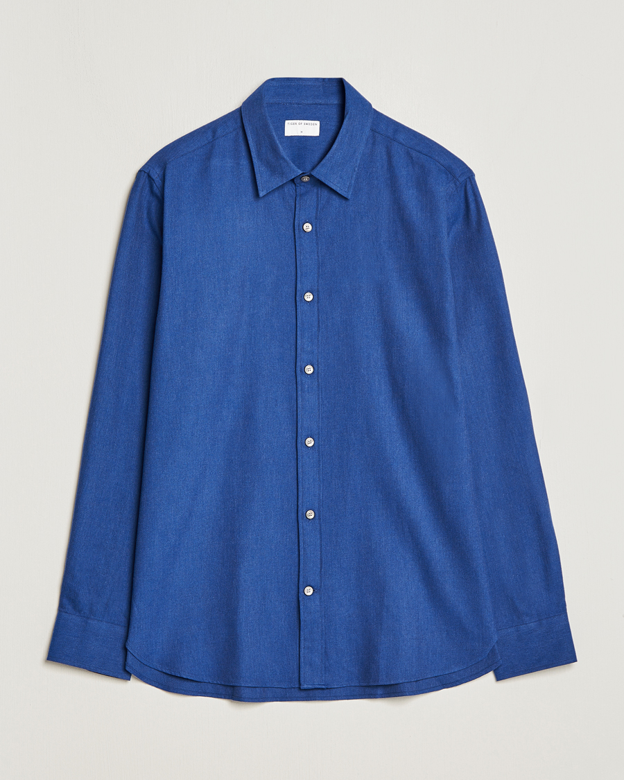 Herre | Oxfordskjorter | Tiger of Sweden | Benjamin Flannel Shirt  Blue Melange