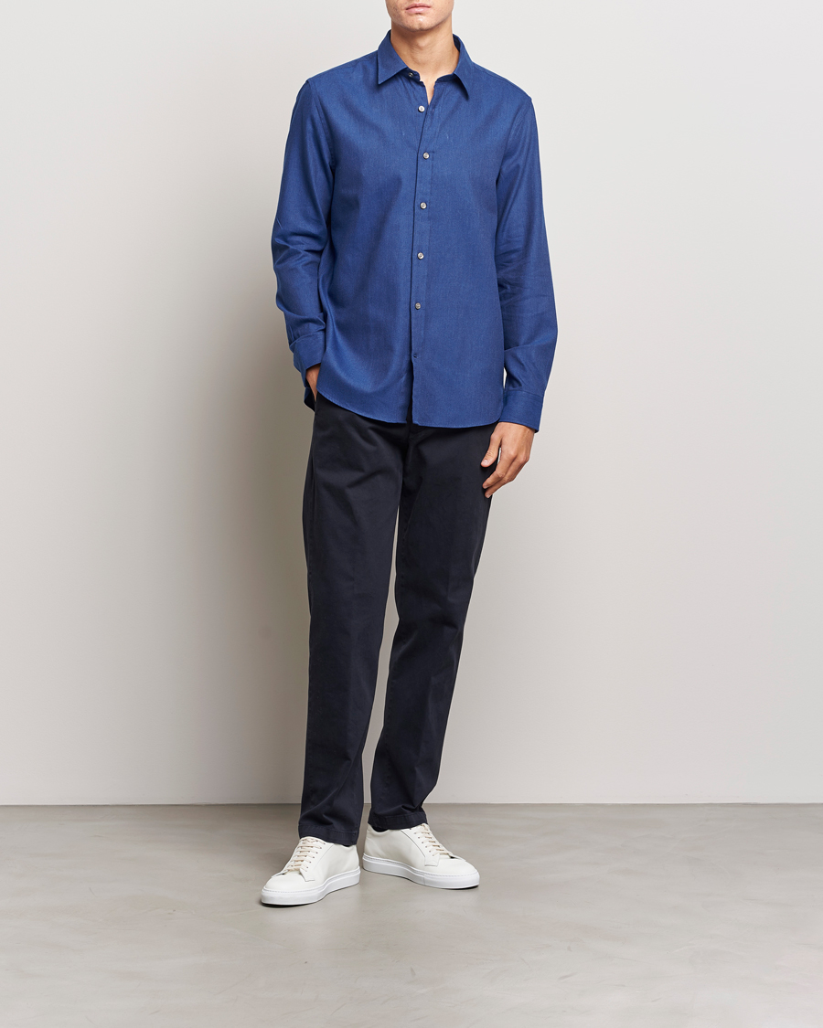 Herre | Skjorter | Tiger of Sweden | Benjamin Flannel Shirt Blue Melange