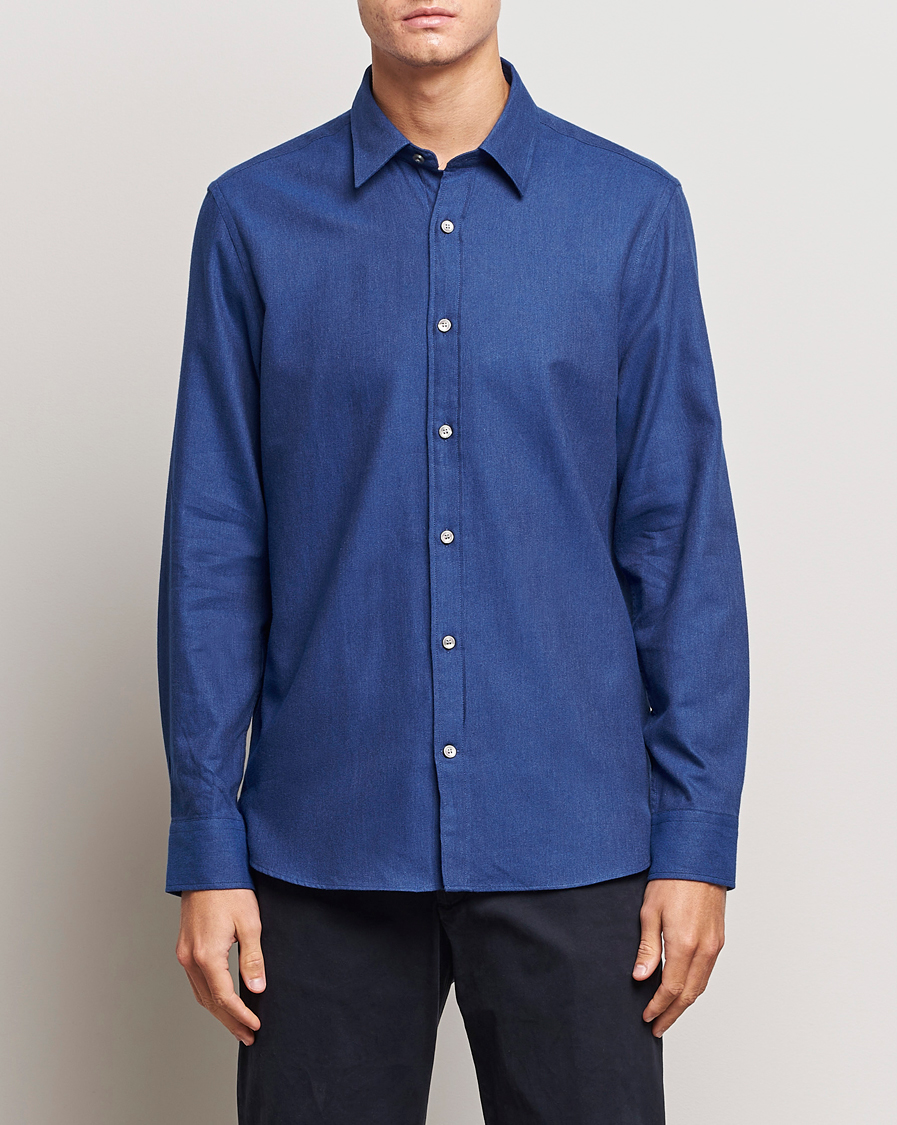 Herre | Skjorter | Tiger of Sweden | Benjamin Flannel Shirt Blue Melange