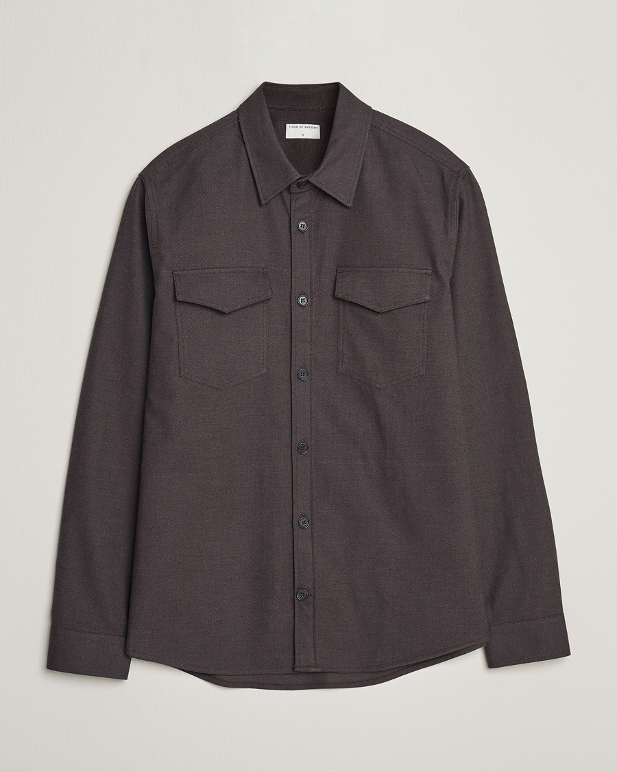 Herre | | Tiger of Sweden | Arnou Cotton Pocket Shirt Brown