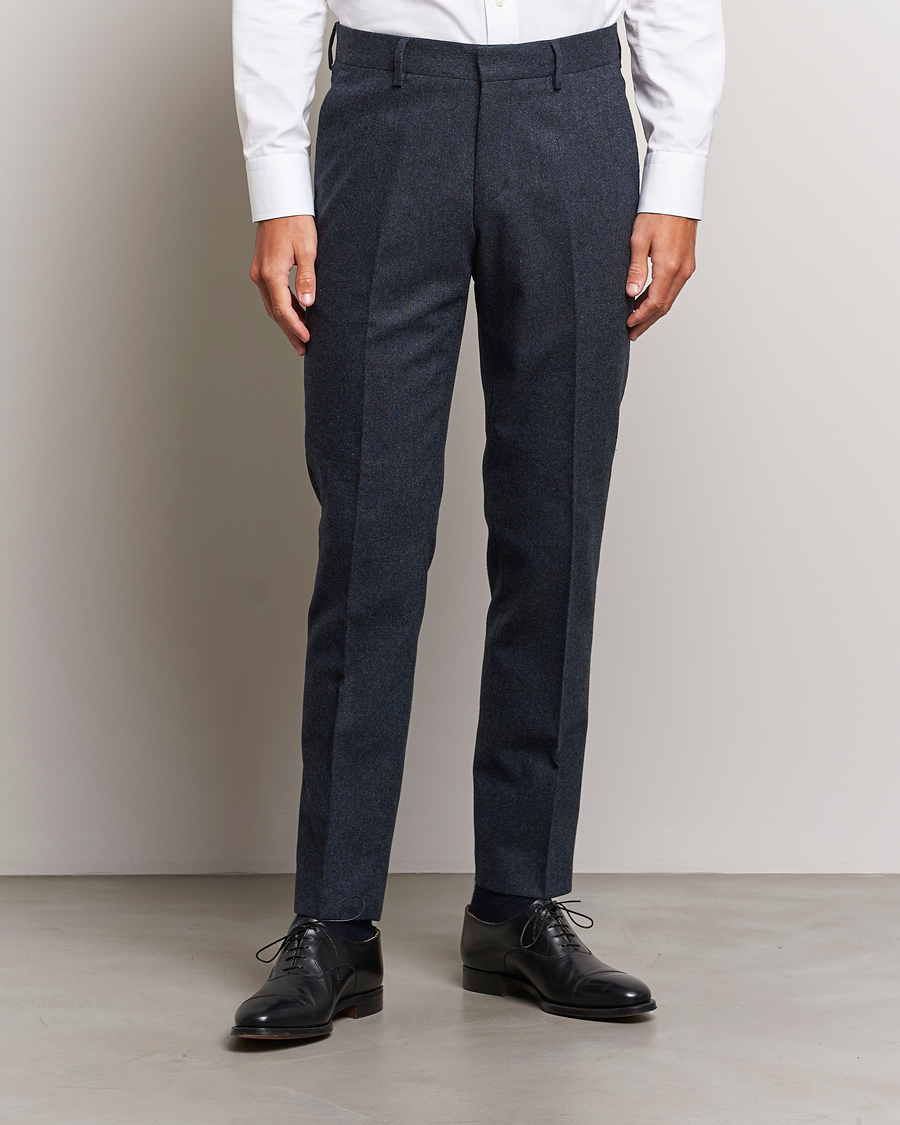 Herre | Bukser | Tiger of Sweden | Tenutas Brushed Wool Trousers Midnight Blue