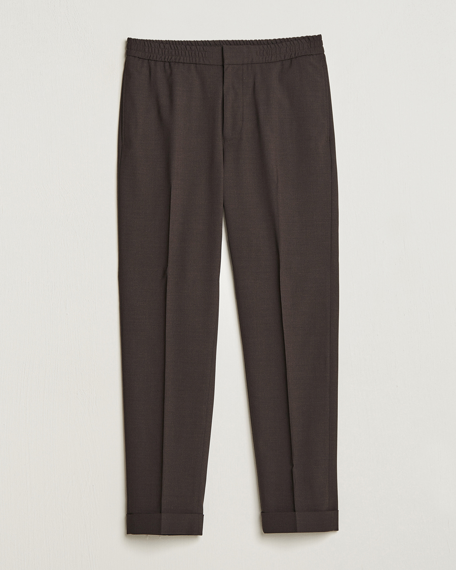 Herre | Bukser | Tiger of Sweden | Taven Drawstring Wool Trousers Coffee