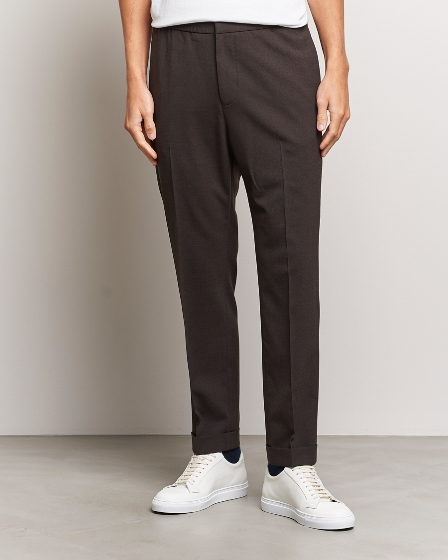 Herre |  | Tiger of Sweden | Taven Drawstring Wool Trousers Coffee