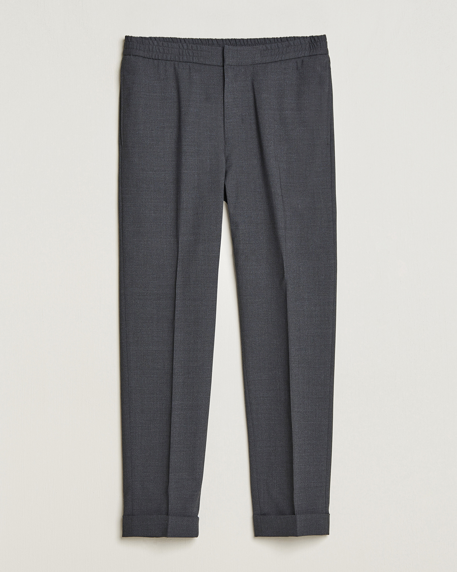 Herre | Bukser | Tiger of Sweden | Taven Drawstring Wool Trousers Dark Grey Melange
