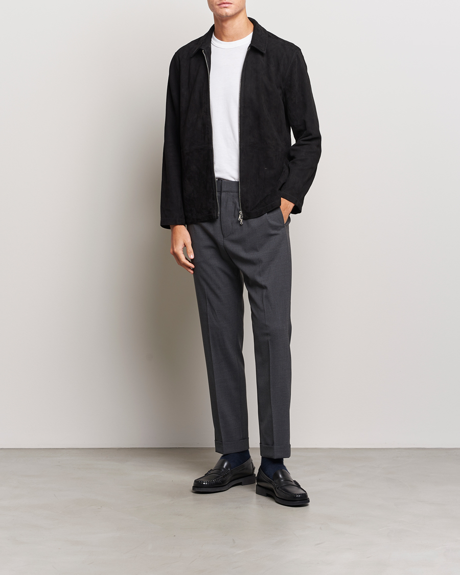 Herre | Bukser | Tiger of Sweden | Taven Drawstring Wool Trousers Dark Grey Melange