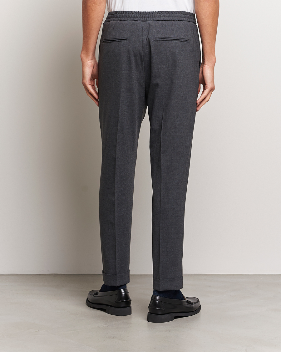 Herre | Bukser | Tiger of Sweden | Taven Drawstring Wool Trousers Dark Grey Melange