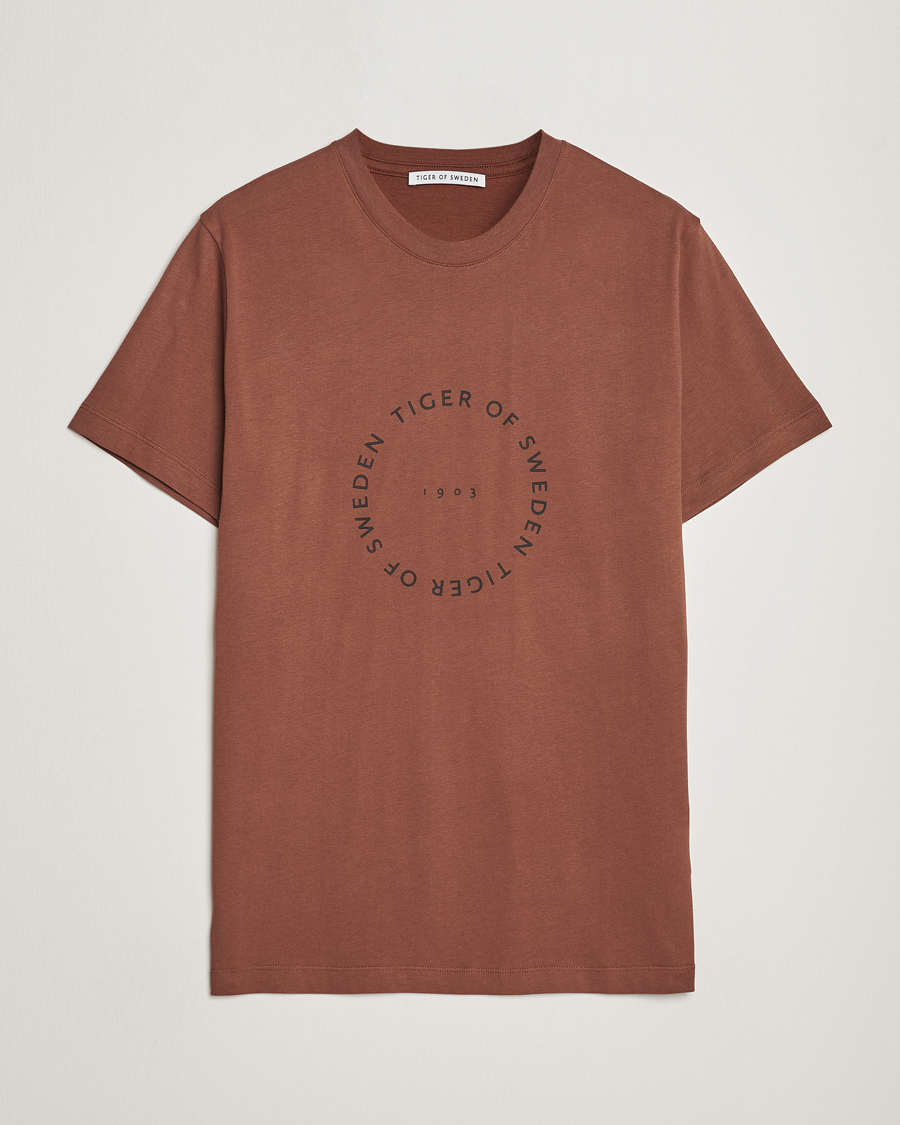 Herre | T-Shirts | Tiger of Sweden | Dillan Crew Neck Logo T-Shirt Golden Copper