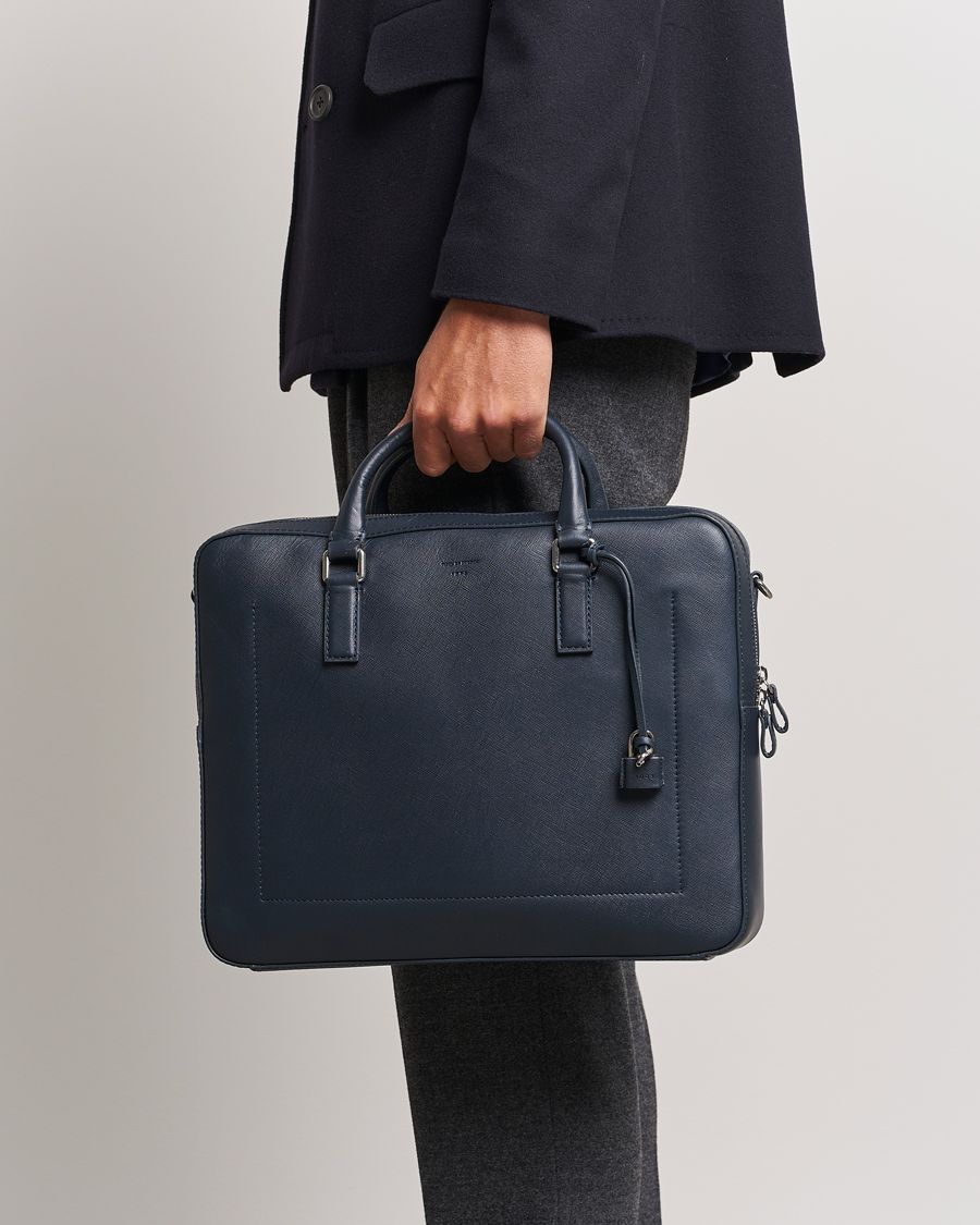 Herre | | Tiger of Sweden | Bowe Leather Briefcase Midnight Blue