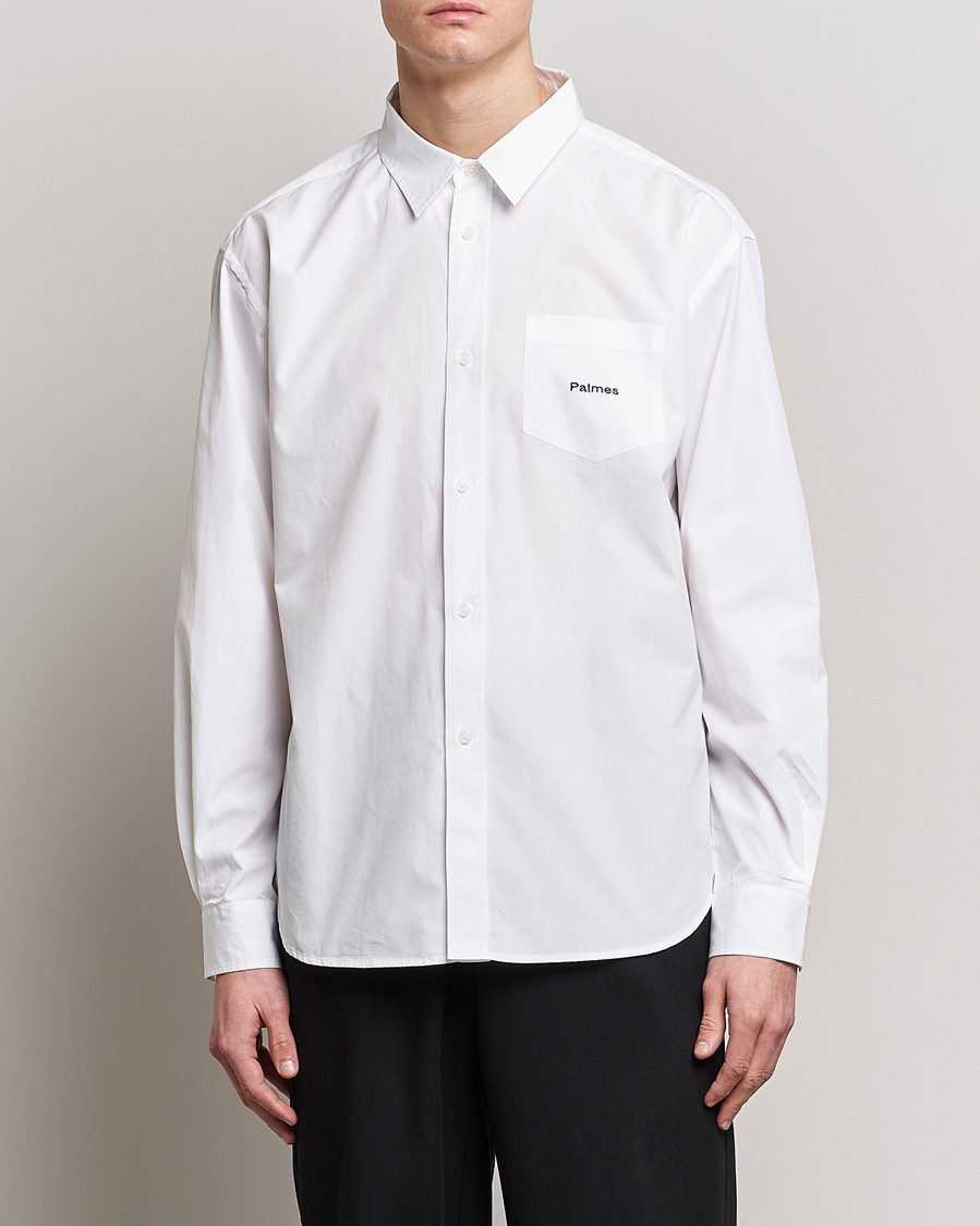 Herre | 70% salg | Palmes | Daryl Long Sleeve Poplin Shirt White