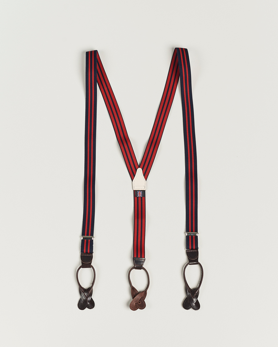 Herre | Bukseseler | Albert Thurston | Elastic Narrow Stripe Braces 25mm Navy/Red