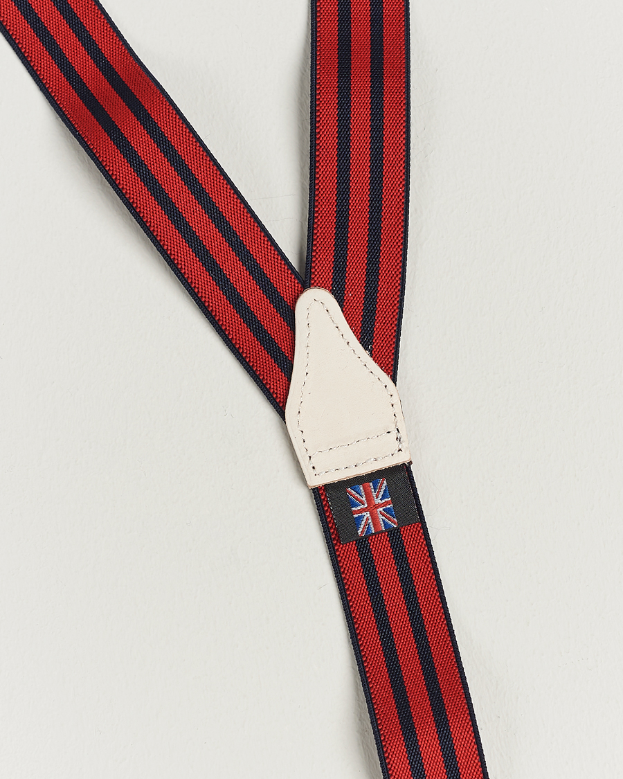 Herre | Bukseseler | Albert Thurston | Elastic Narrow Stripe Braces 25mm Navy/Red