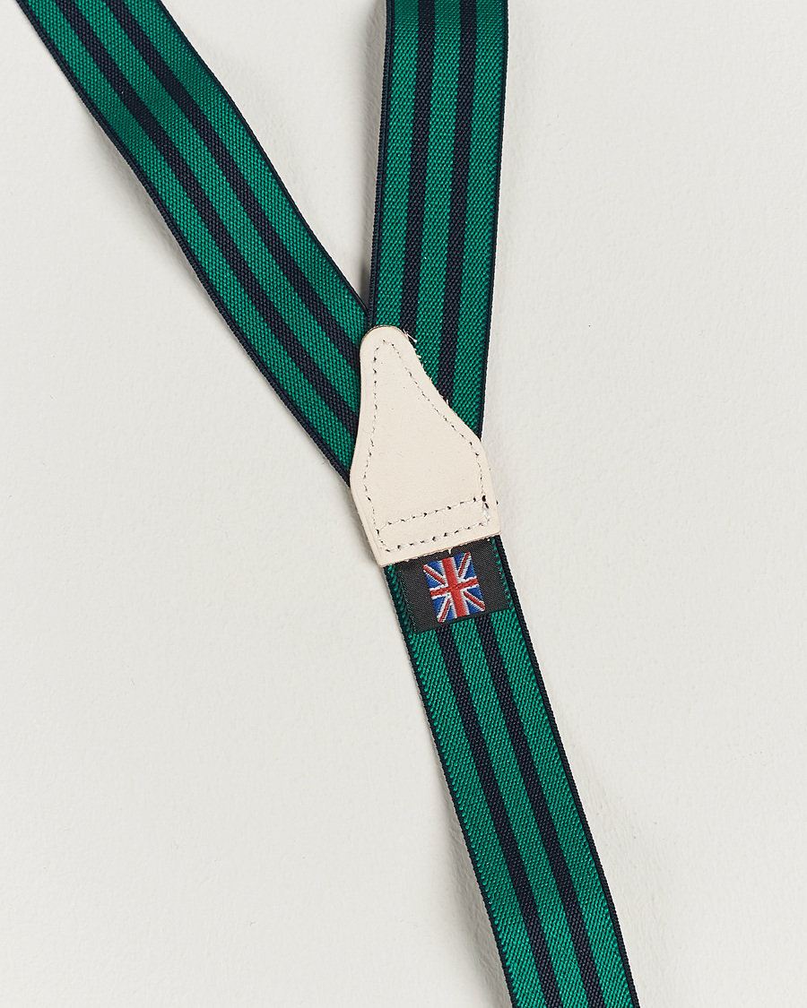 Herre | Bukseseler | Albert Thurston | Elastic Narrow Stripe Braces 25mm Navy/Green