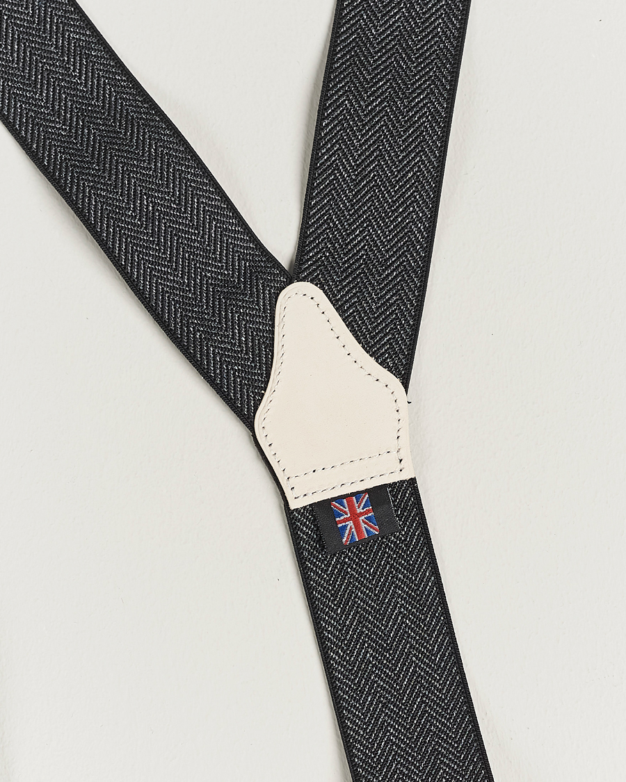 Herre | Albert Thurston Elastic Herringbone Braces 35mm Grey | Albert Thurston | Elastic Herringbone Braces 35mm Grey