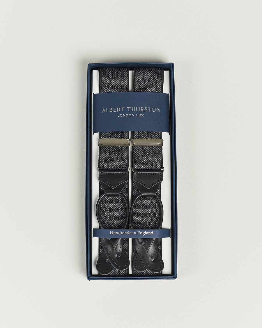 Herre | Bukseseler | Albert Thurston | Elastic Herringbone Braces 35mm Grey