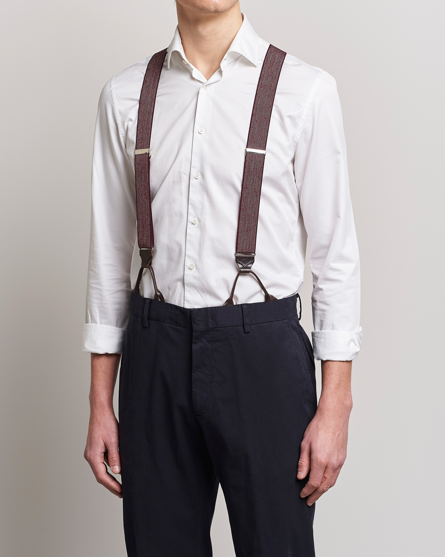 Herre | | Albert Thurston | Elastic Herringbone Braces 35mm Wine