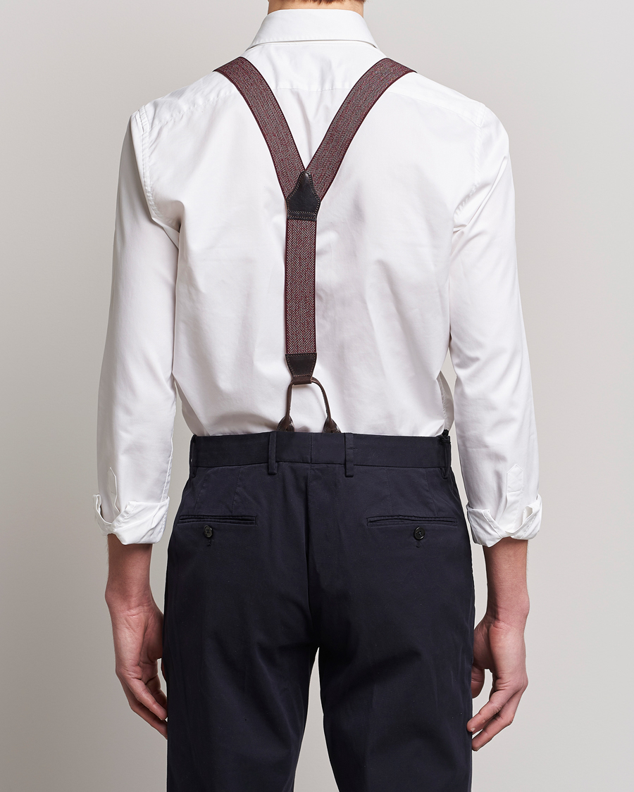 Herre | Albert Thurston Elastic Herringbone Braces 35mm Wine | Albert Thurston | Elastic Herringbone Braces 35mm Wine