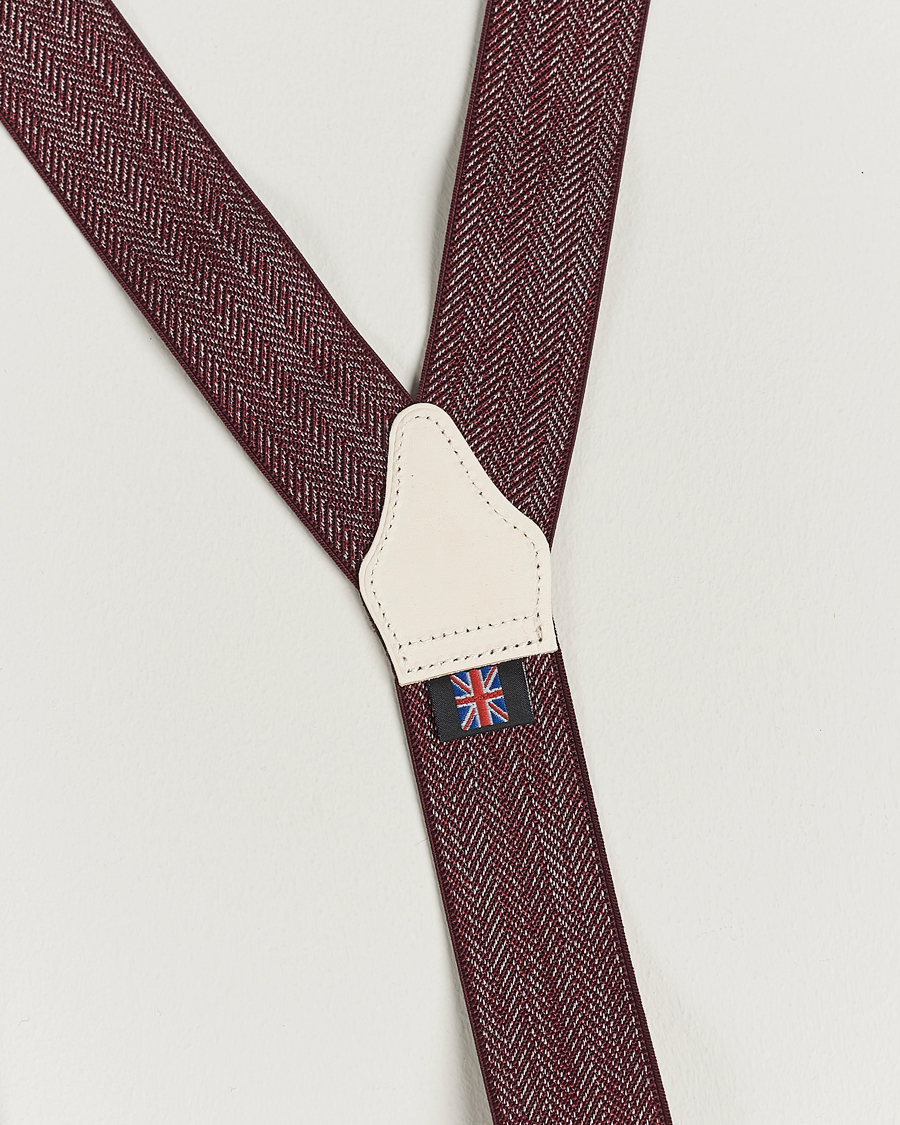 Herre | Albert Thurston Elastic Herringbone Braces 35mm Wine | Albert Thurston | Elastic Herringbone Braces 35mm Wine