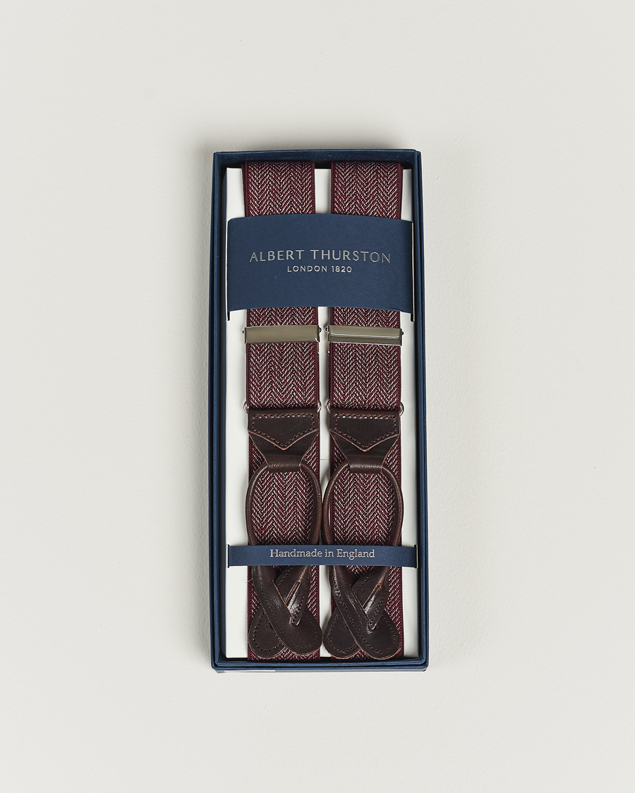Herre | Albert Thurston Elastic Herringbone Braces 35mm Wine | Albert Thurston | Elastic Herringbone Braces 35mm Wine