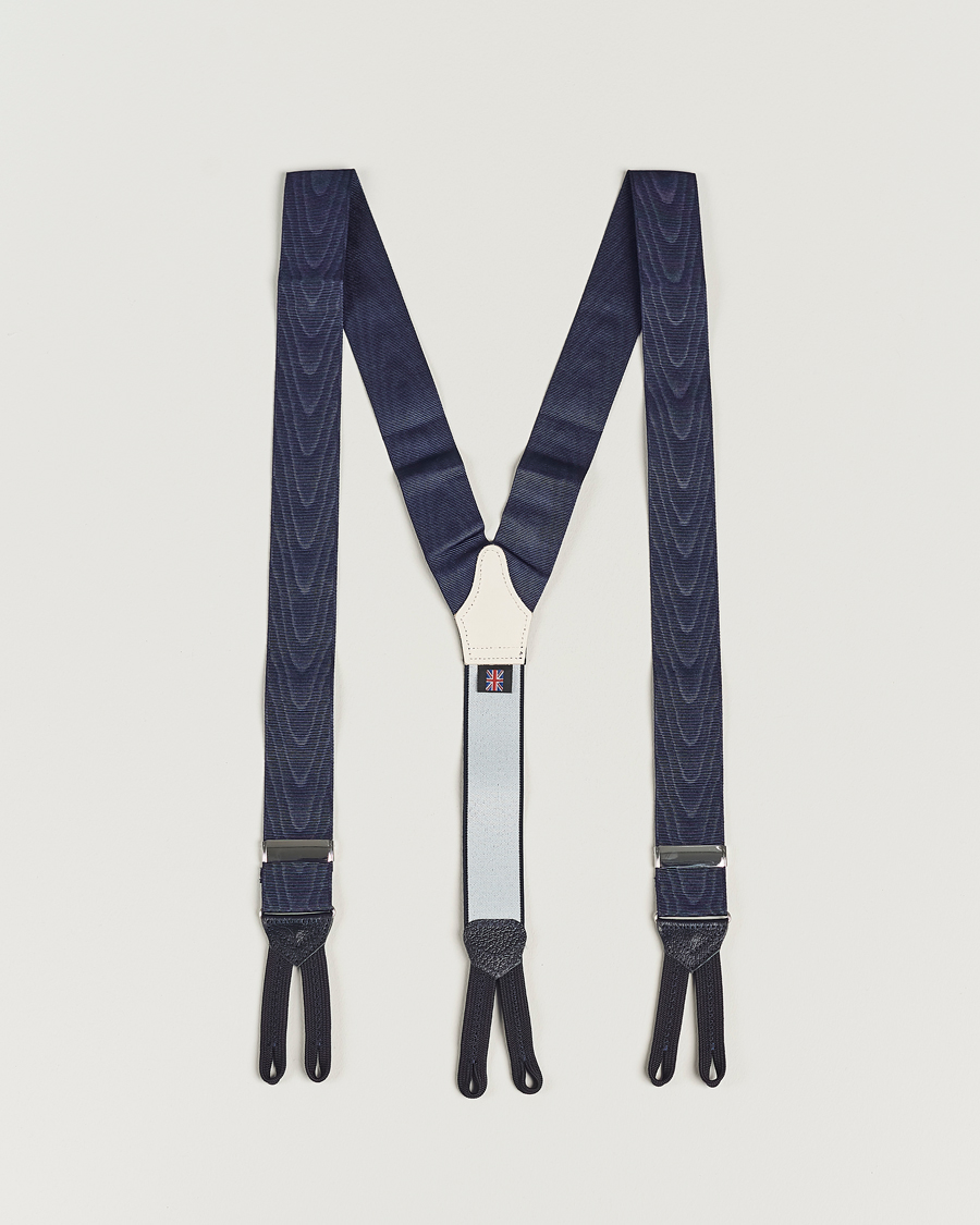 Herre | Albert Thurston Moiré Braces 40mm Navy | Albert Thurston | Moiré Braces 40mm Navy