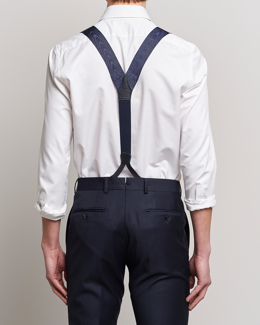 Herre | Albert Thurston Moiré Braces 40mm Navy | Albert Thurston | Moiré Braces 40mm Navy