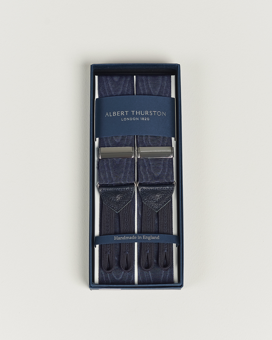 Herre | Albert Thurston Moiré Braces 40mm Navy | Albert Thurston | Moiré Braces 40mm Navy