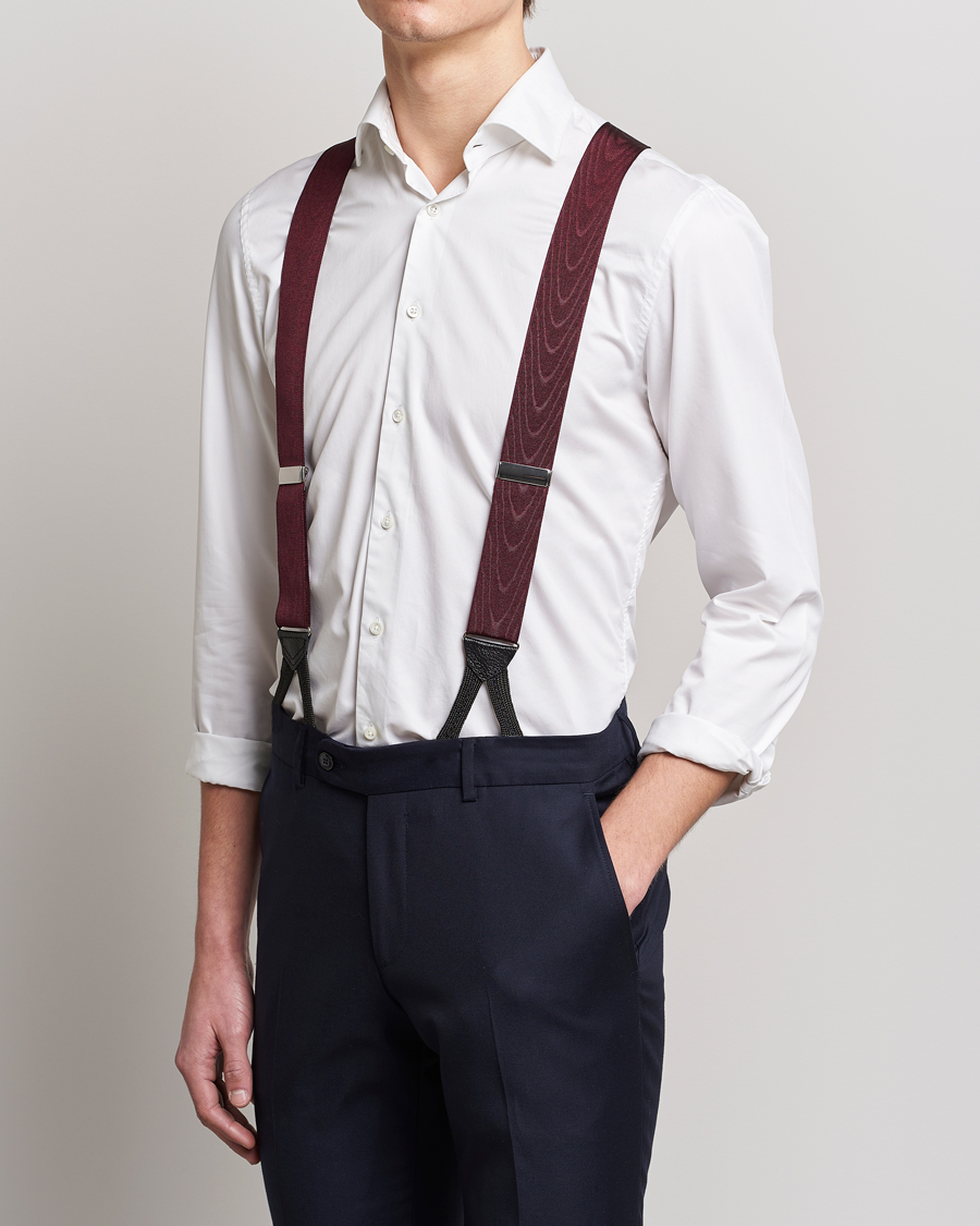 Herre | Albert Thurston Moiré Braces 40mm Wine | Albert Thurston | Moiré Braces 40mm Wine