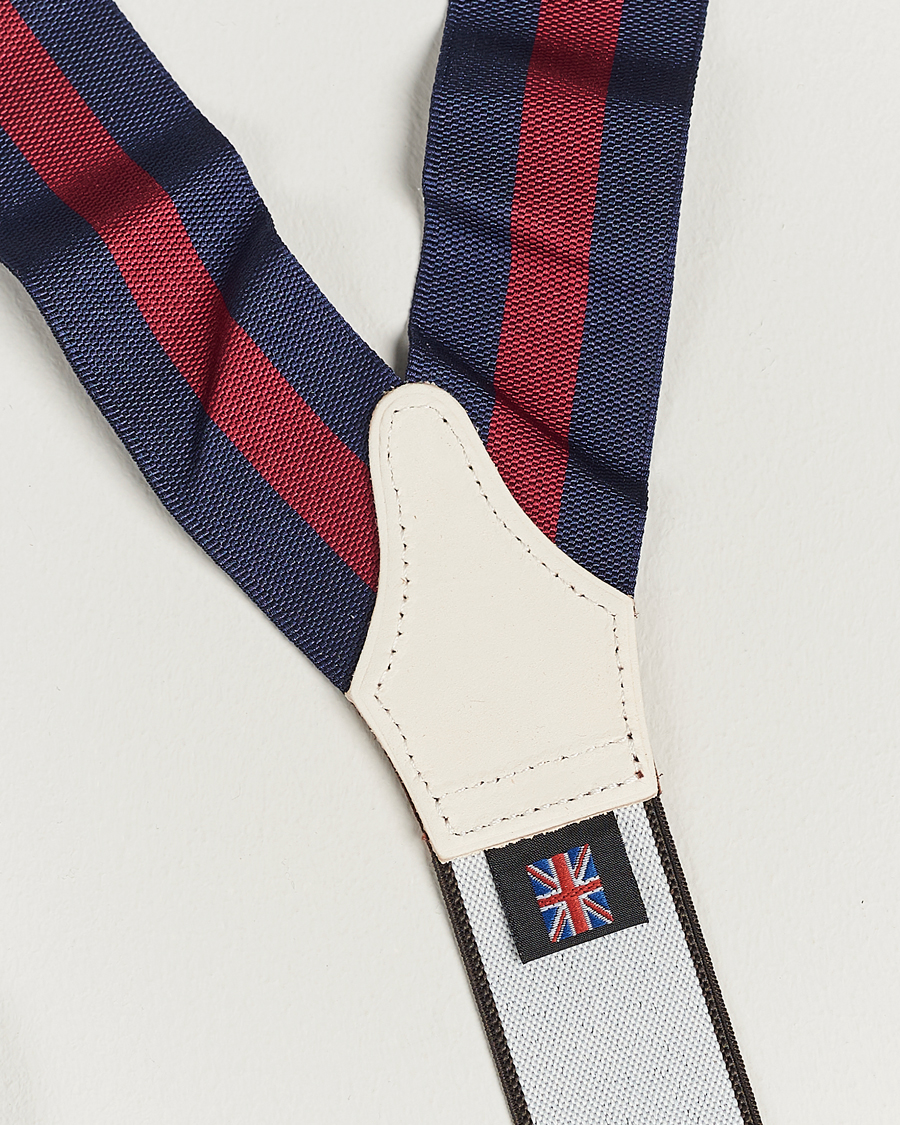 Herre | Albert Thurston Elastic Wide Stripe Braces 40mm Navy/Wine | Albert Thurston | Elastic Wide Stripe Braces 40mm Navy/Wine