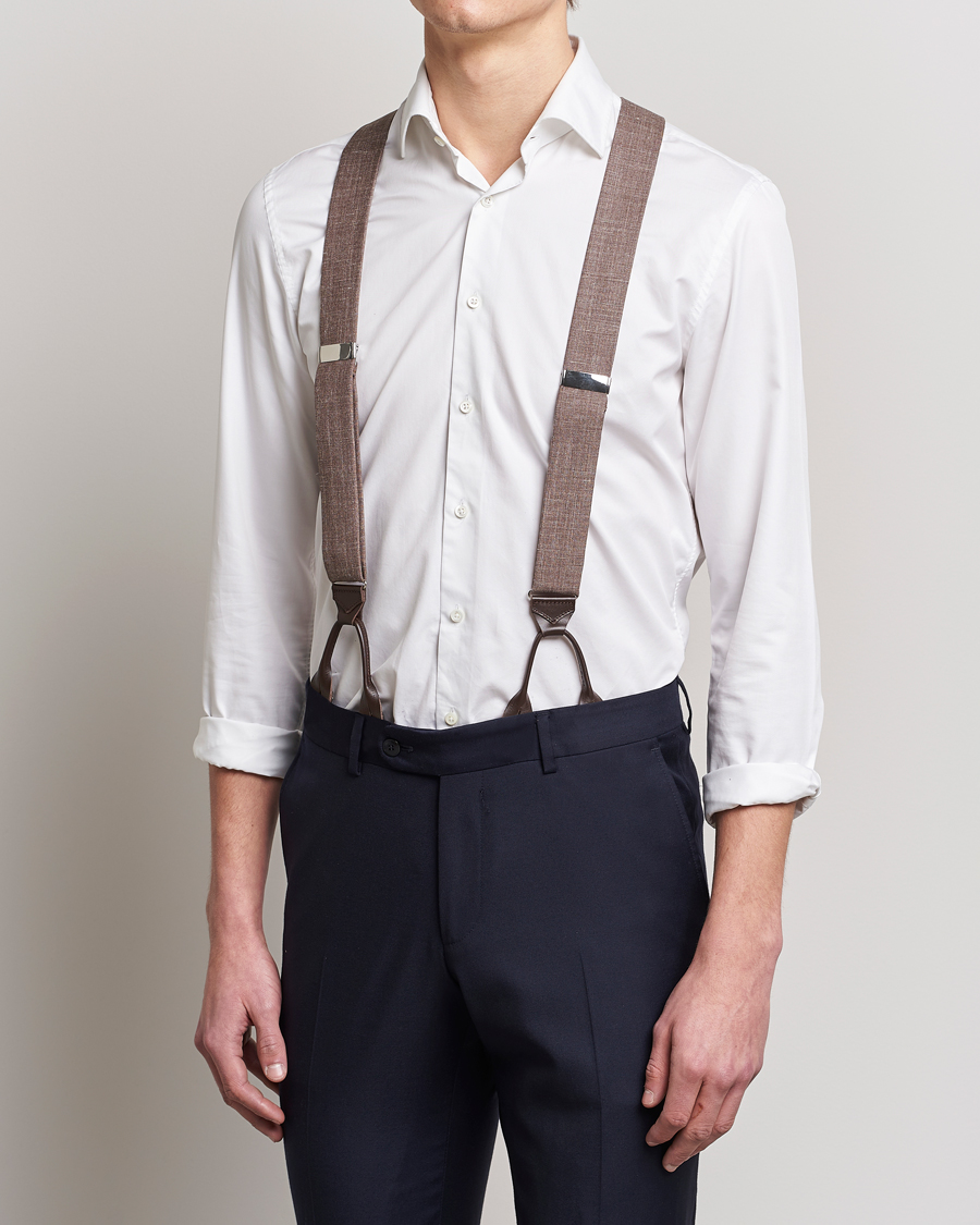 Herre | Albert Thurston Linen Braces Brown | Albert Thurston | Linen Braces Brown