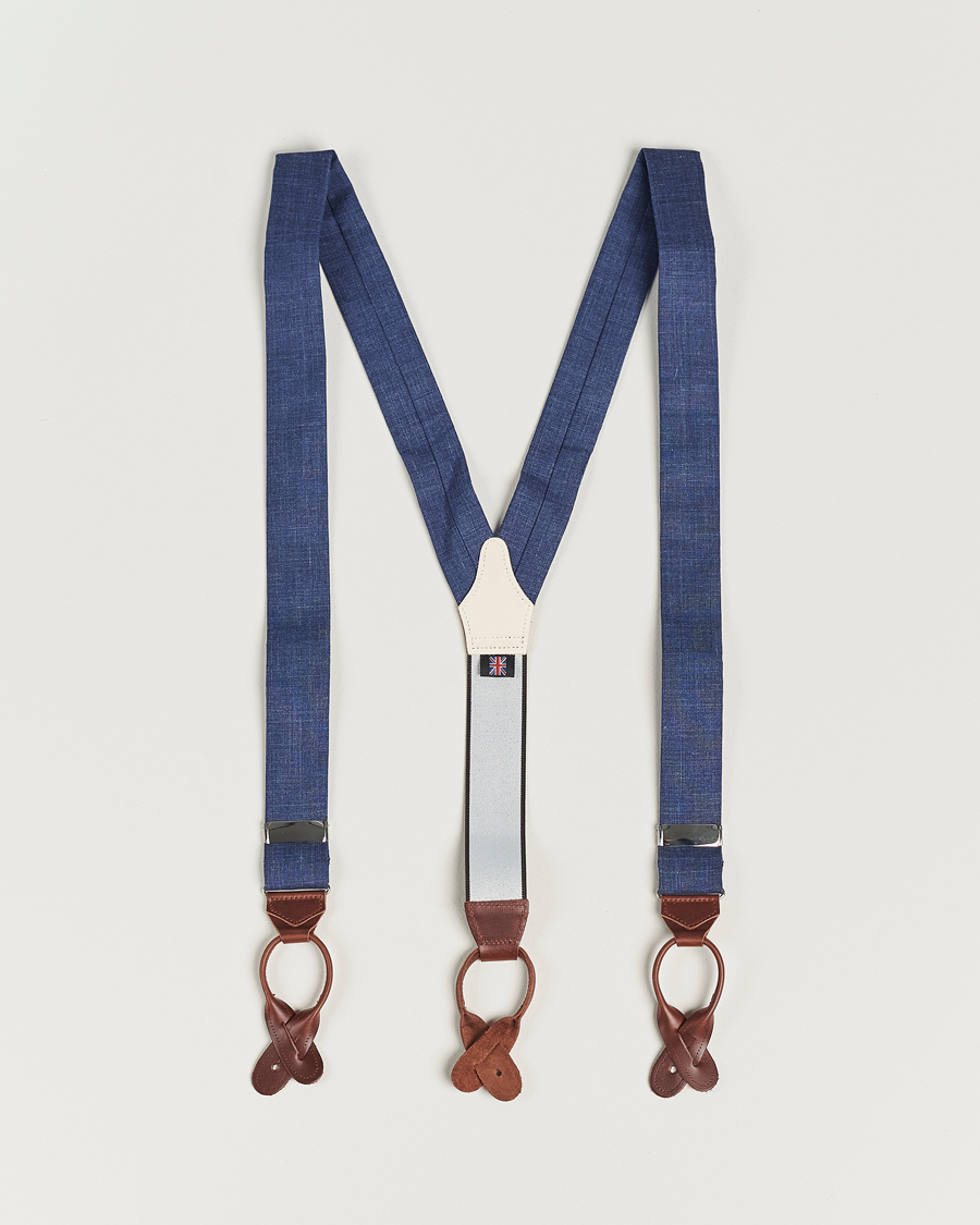 Herre | Albert Thurston Linen Braces Blue | Albert Thurston | Linen Braces Blue
