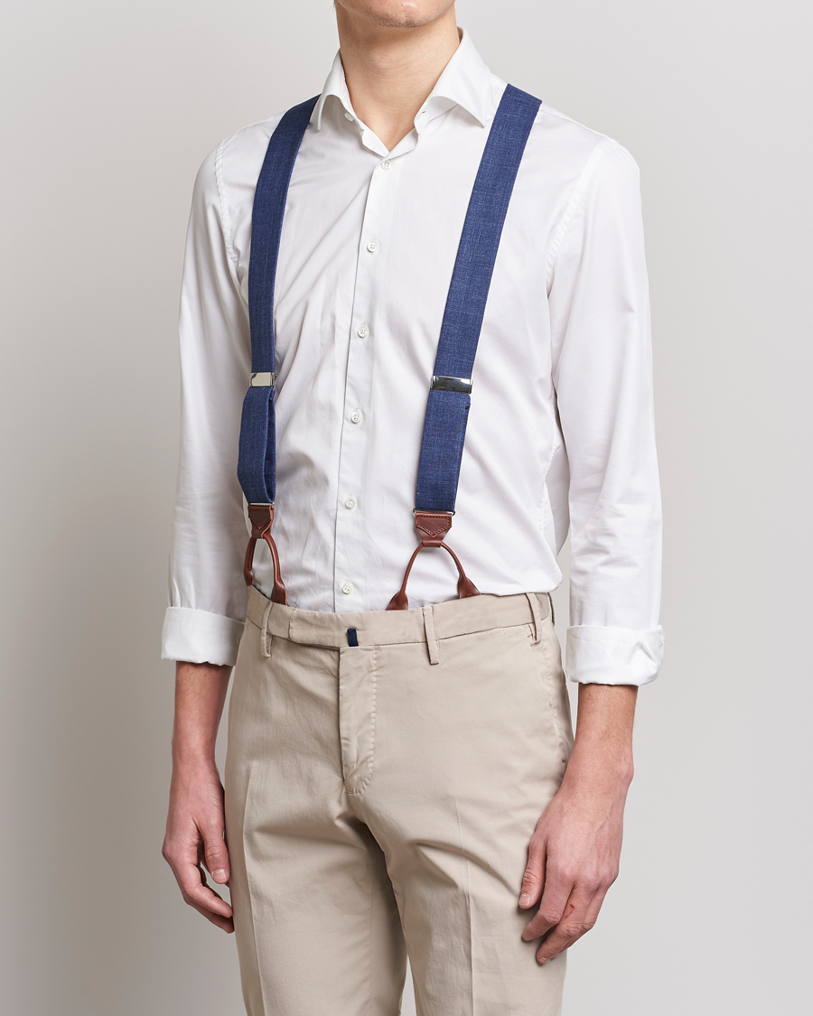 Herre | Albert Thurston Linen Braces Blue | Albert Thurston | Linen Braces Blue
