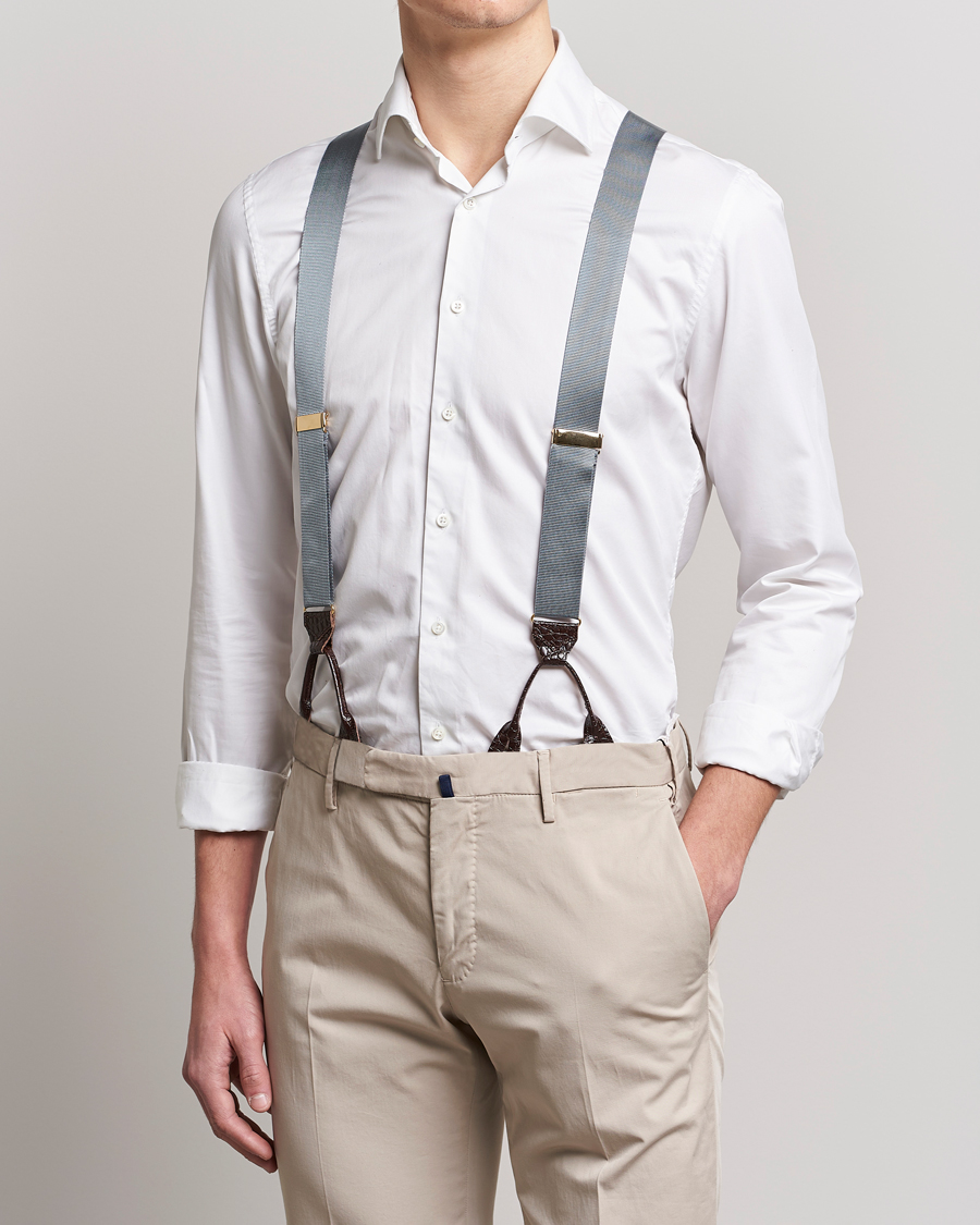 Herre | Bukseseler | Albert Thurston | Elastic Ribbed Rigid Braces 35mm Dove Grey