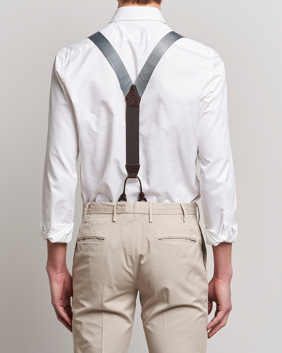 Herre | Bukseseler | Albert Thurston | Elastic Ribbed Rigid Braces 35mm Dove Grey