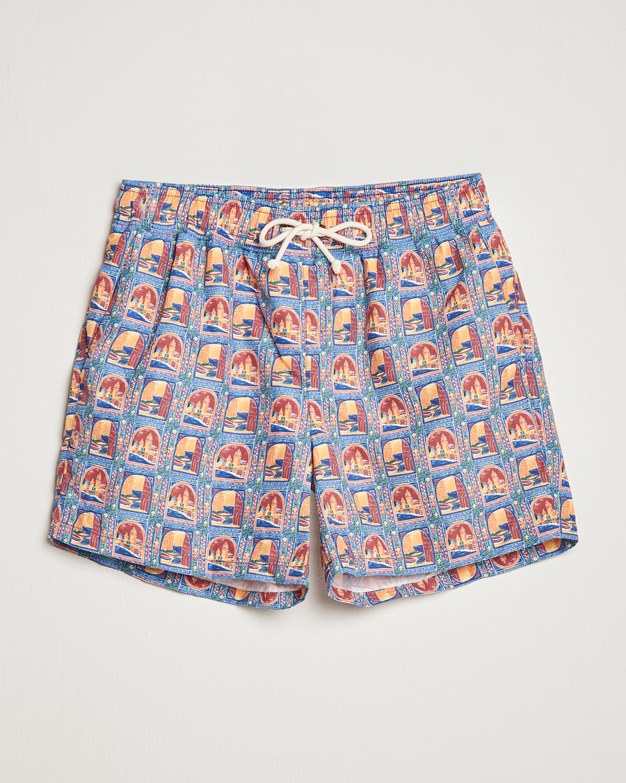 Herre | Badeshorts | Ripa Ripa | Printed Swimshorts Orange/Light Blue