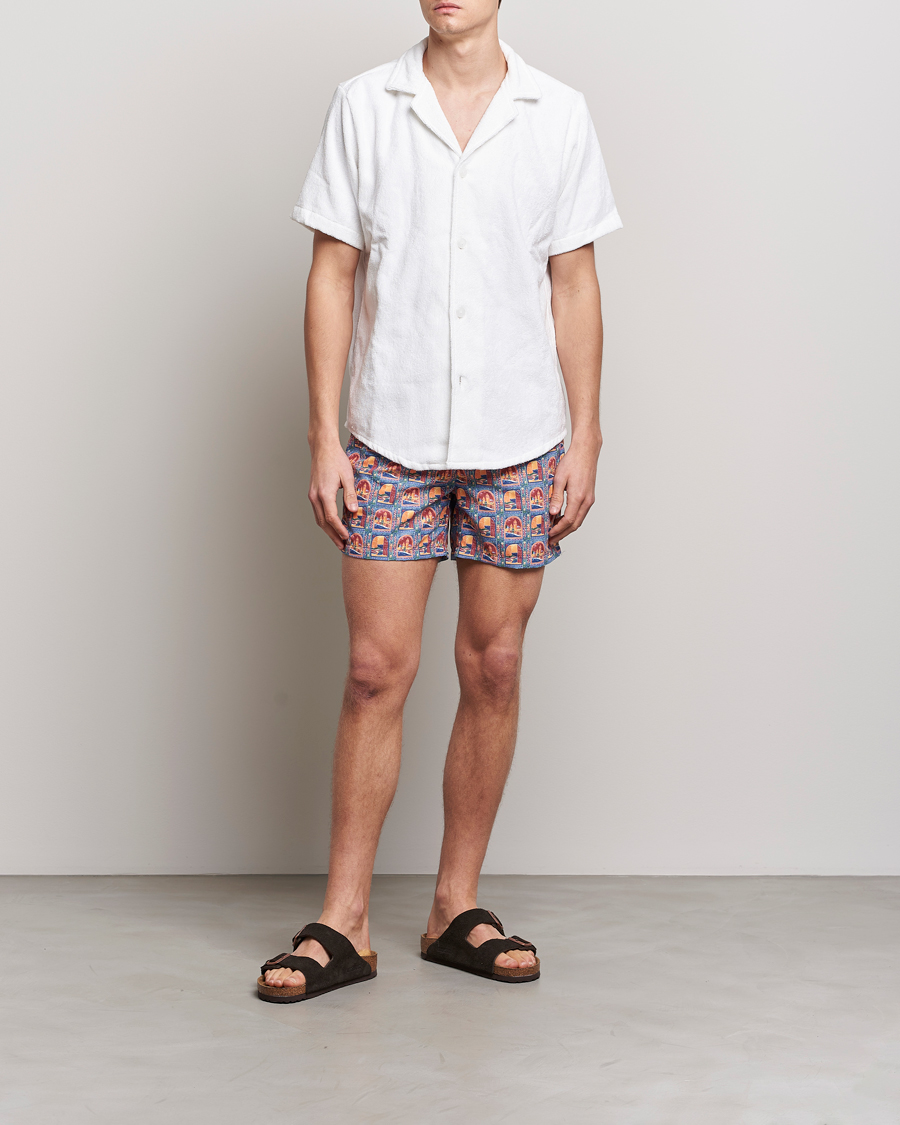 Herre | Badeshorts | Ripa Ripa | Printed Swimshorts Orange/Light Blue