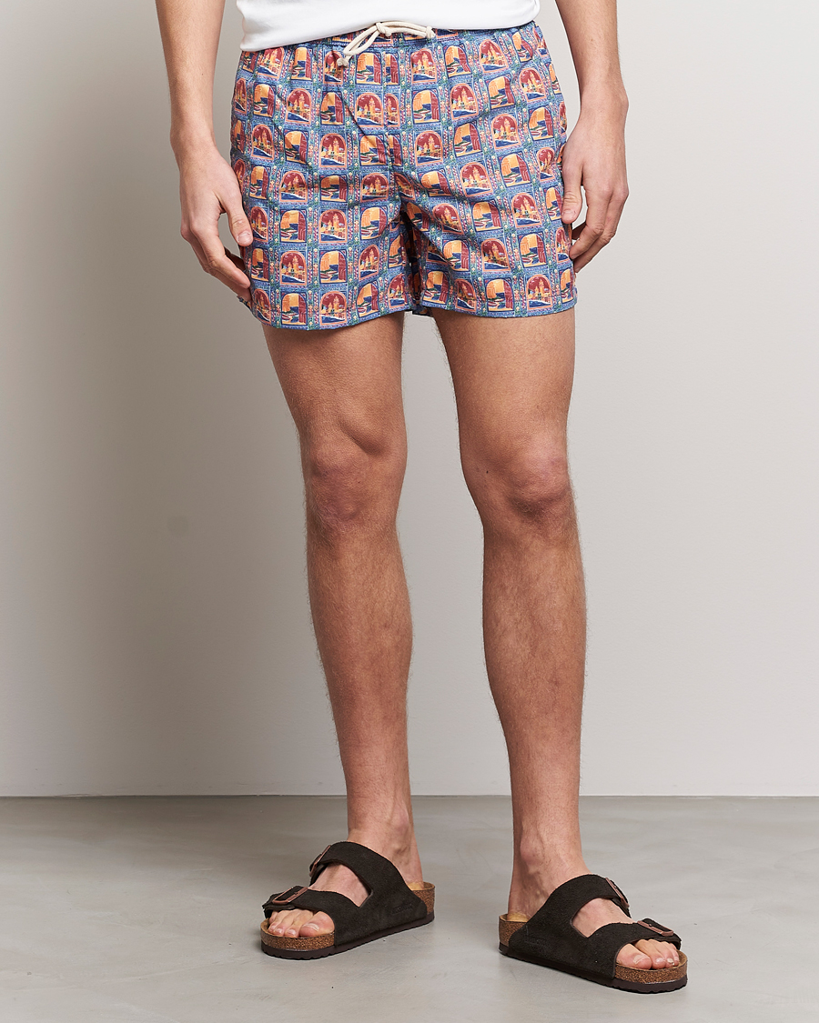 Herre | Badeshorts | Ripa Ripa | Printed Swimshorts Orange/Light Blue