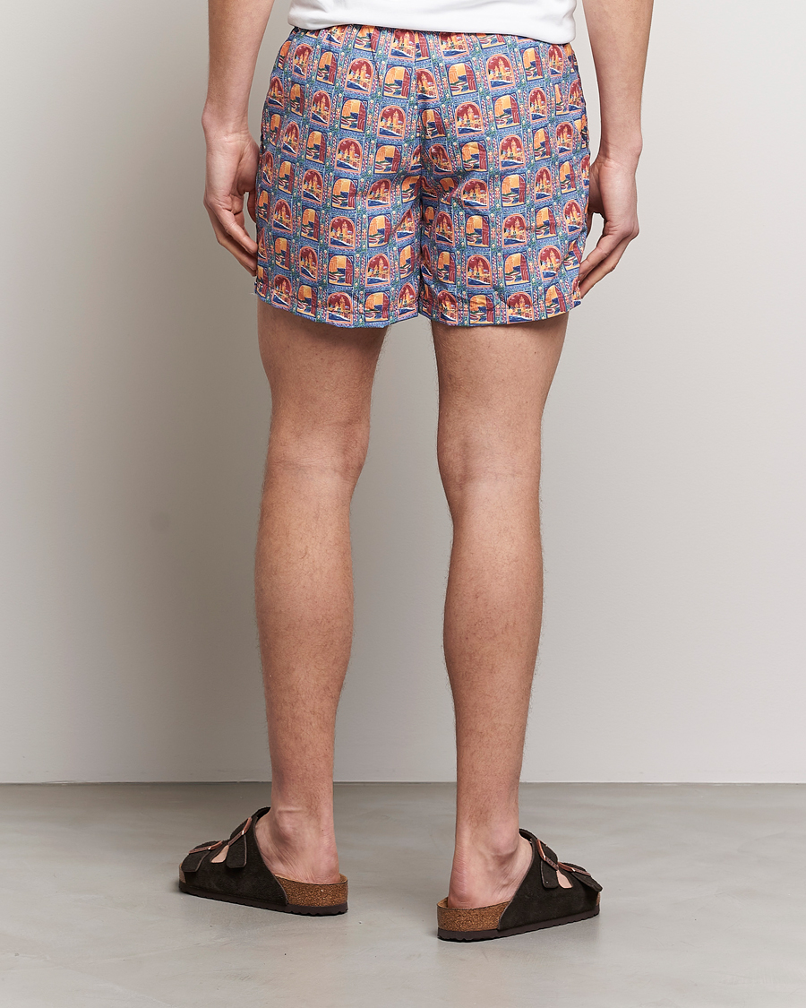 Herre | Badeshorts | Ripa Ripa | Printed Swimshorts Orange/Light Blue