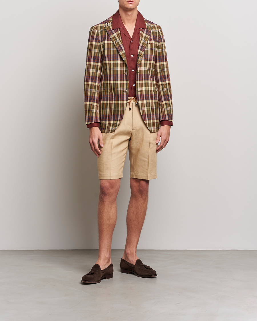 Herre | Dressjakker | Beams F | Patch Pocket Blazer Dark Brown Madras