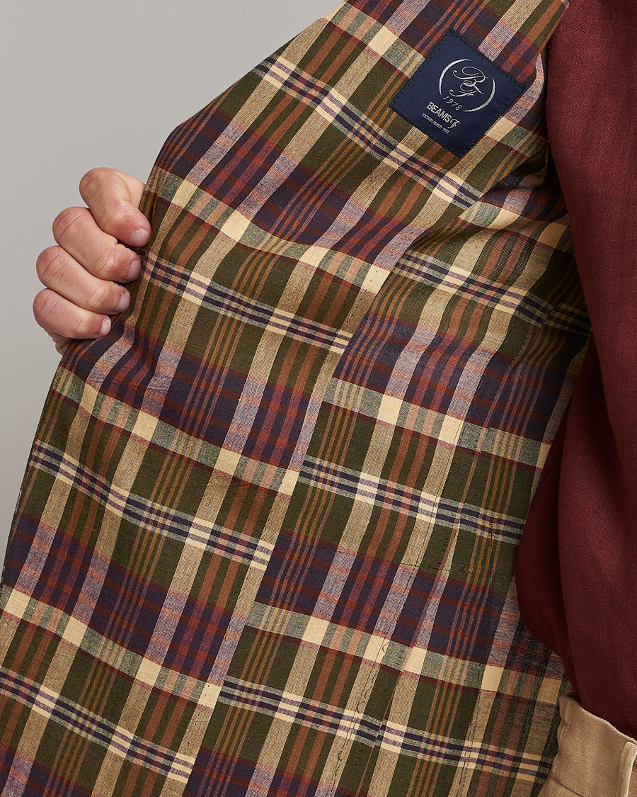 Herre | Dressjakker | Beams F | Patch Pocket Blazer Dark Brown Madras