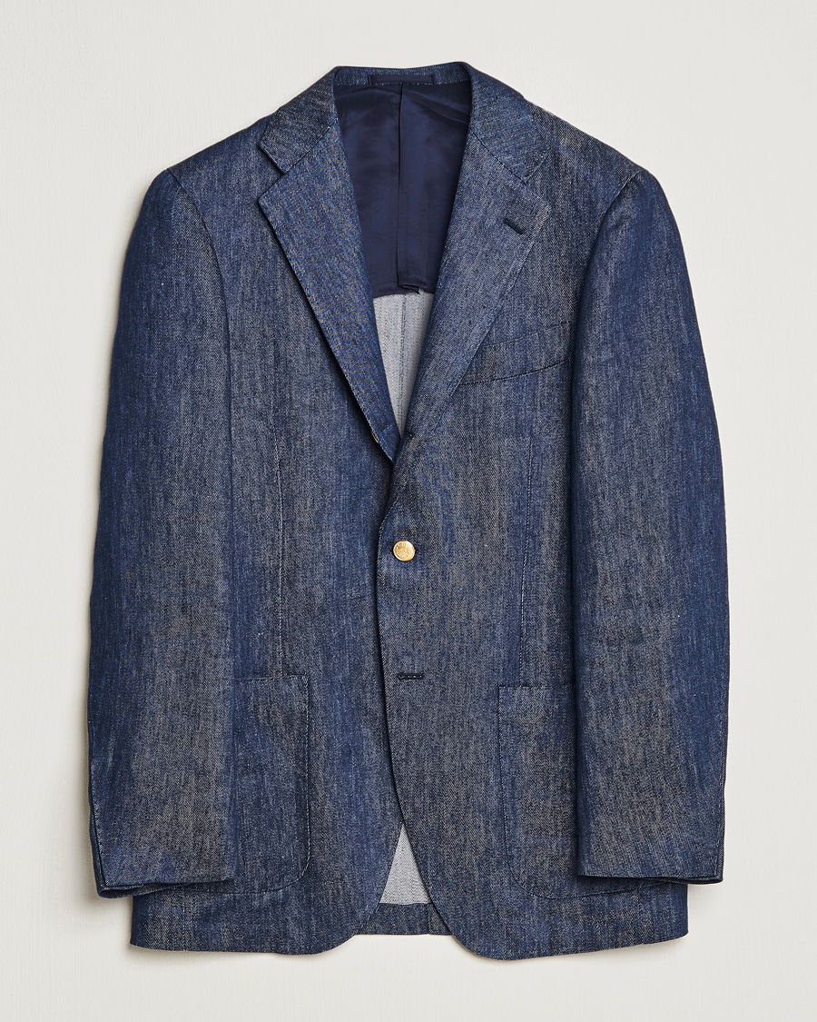 Herre | Dressjakker | Beams F | Patch Pocket Linen Blazer Indigo
