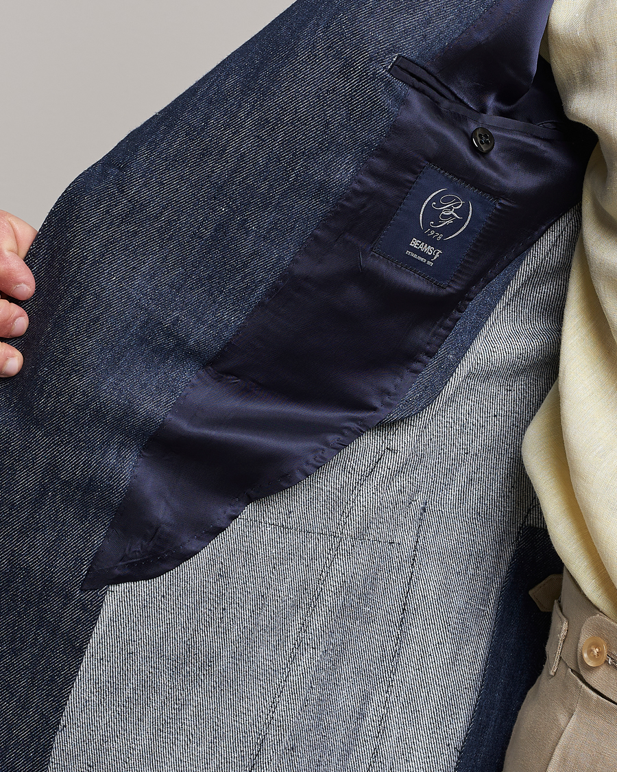 Herre | Dressjakker | Beams F | Patch Pocket Linen Blazer Indigo
