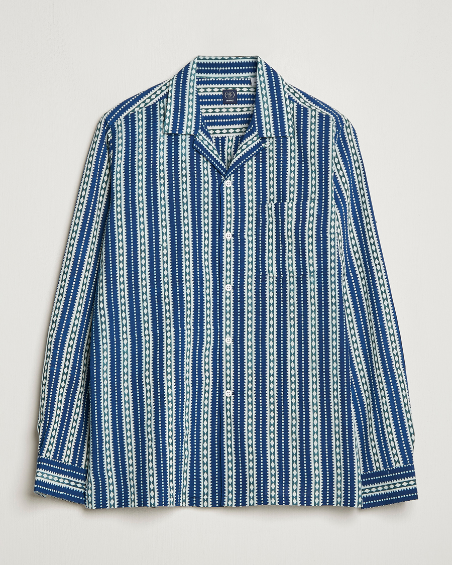 Herre | Skjorter | Beams F | Relaxed Cotton Shirt Blue Stripes